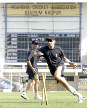 16 Feb 2001: Damien Fleming of Australia during the training session at the Vidarbha Cricket Association Stadium in Nagpur, ahead of the three day tour match against India 'A'.