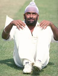June 1977: Bishen Bedi, then captain of India, does his yoga excercises at Lords in London before the start of the Test against England.