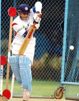 Sachin tendulkar at the nets