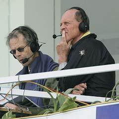 Christopher Martin Jenkins (left) with Geoffrey Boycott