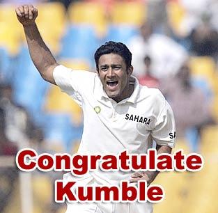 Congratulate Kumble