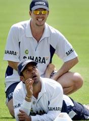 Sachin Tendulkar with Andrew Leipus