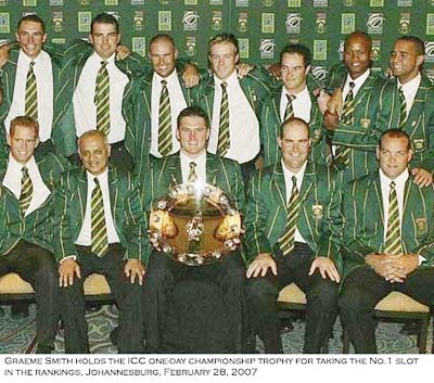 The South African team with the shield
