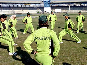 Pakistan women's cricket team at a training session