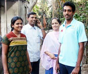 Right to left: Dhawal Kulkarni with his mother Pramila, father Sunil and sister Dhanashree