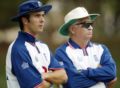 Michael Vaughan with former England coach Duncan Fletcher
