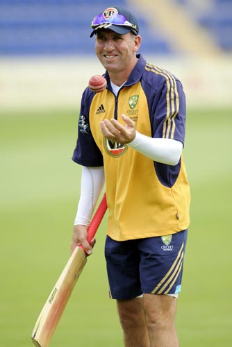 Australia's coach Tim Nielsen during practice before the first Ashes Test against England at Cardiff