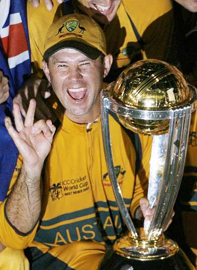Ricky Ponting celebrates after winning the 2007 World Cup final