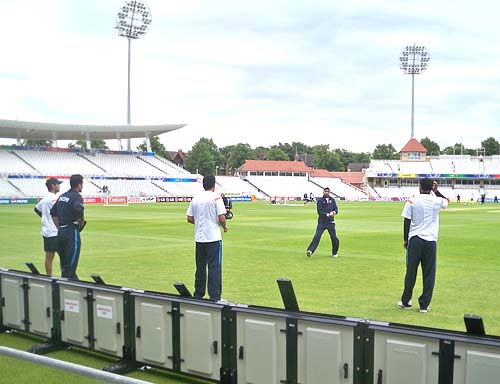 Team India during the fielding practice