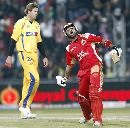 Virat Kohli celebrates after hitting the winning runs