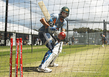 Australia's Ryan Harris at a net session in Adelaide on Thursday