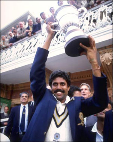 Kapil Dev after winning the 1983 World Cup