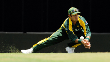 Saeed Ajmal drops a catch from Lumb