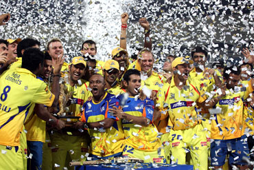Chennai Super Kings lift the IPL trophy