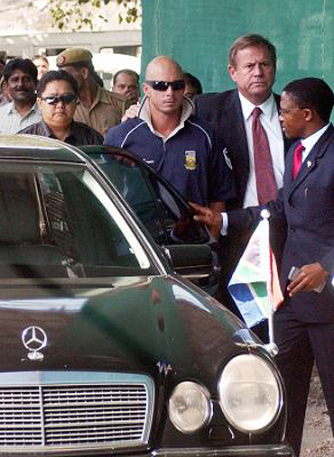 South African cricketer Herschelle Gibbs appears before the Delhi police, who interrogated him in connection with the match-fixing controversy in October 2006