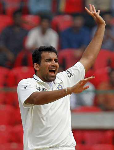 Zaheer kHan celebrates after picking up a wicket