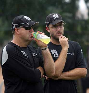 Coach Mark Greatbatch and Skipper Daniel Vettori