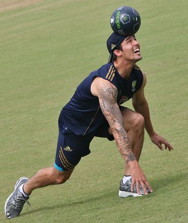 Mitchell Johnson at a practice session in Chandigarh on Wednesday