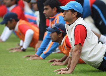 Team India players go through a drill during a practice session