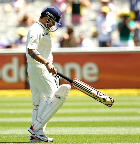 Sachin Tendulkar after his dismissal