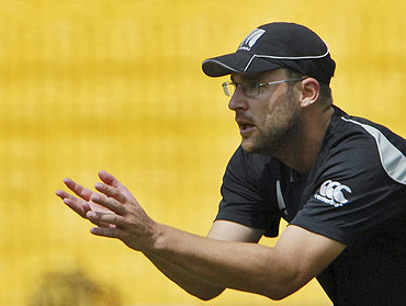 New Zealand captain Daniel Vettori during fielding practice in Chennai on Monday