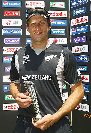 Hamish Bennett with the man-of-the-match trophy