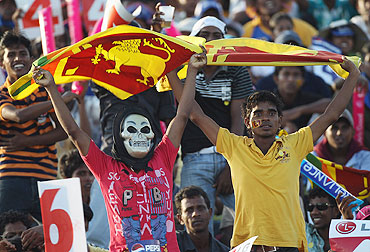 Sri Lanka fans show their colours during the match vs Canada on Sunday