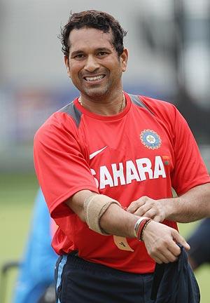 Sachin Tendulkar at a nets session in London on Wednesday