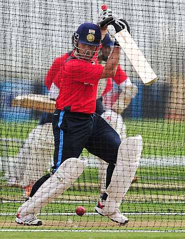 Sachin Tendulkar bats during a training session in Nottingham