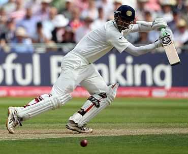 Rahul Dravid plays a shot during the second Test