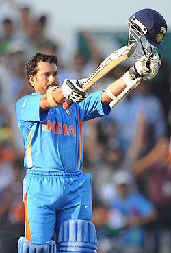 Sachin Tendulkar after registering his 48th ODI ton