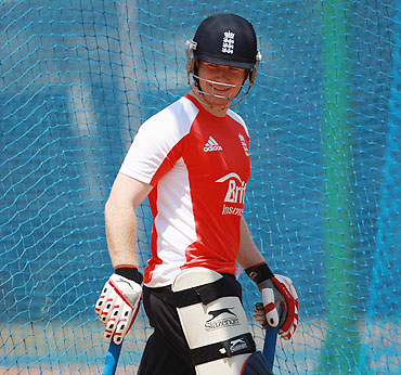 Eoin Morgan during a nets session