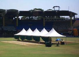 Five canopies cover the pitch at the Chidambaran stadium