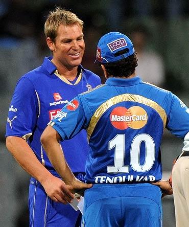 Shane Warne (left) with Sachin Tendulkar