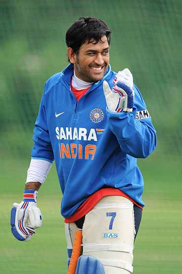 MS Dhoni during a practice session