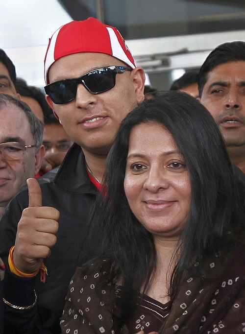 Yuvraj Singh arrives at the Indira Gandhi International Airport in New Delhi