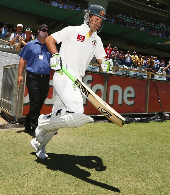 Ricky Ponting of Australia comes out to bat for the last time