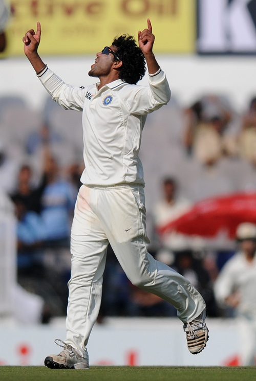 Jadeja in action on Day 1 of the fourth Test