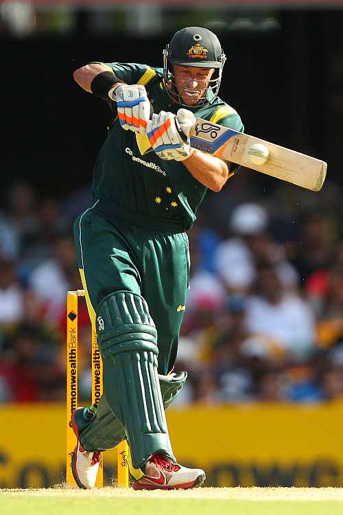 Mike Hussey during his knock against India