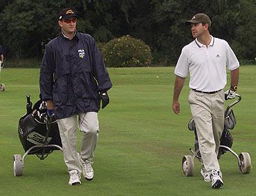 Mark Waugh with Ricky Ponting