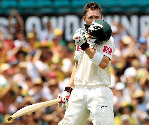 Michael Clarke celebrates his century