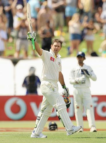 Ponting celebrates his century