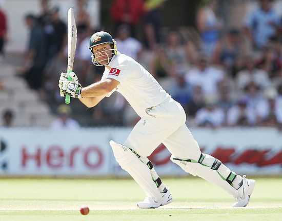 Ricky Ponting of Australia bats during day four of the Fourth Test Match between Australia and India at Adelaide Oval