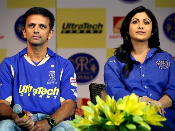 Rahul Dravid (left) with Shilpa Shetty