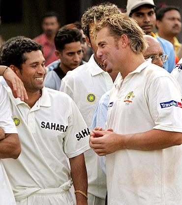 Shane Warne with Sachin Tendulkar