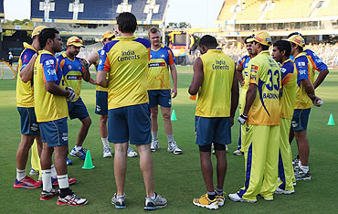 Chennai Super Kings attend a training session