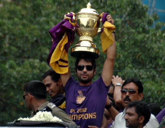 Kolkata Knight Riders spinner Iqbal Abdullah with the IPL trophy