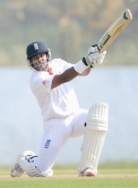 Samit Patel of England bats during Day 2 of the tour match against Haryana