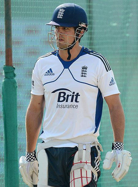 Alastair Cook at the nets in Ahmedabad