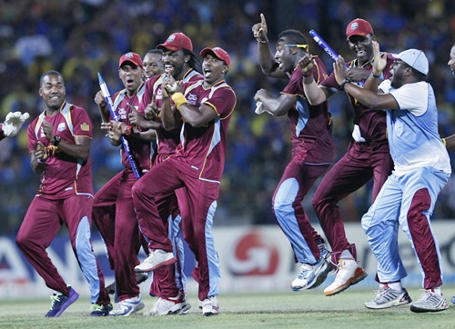 West Indies' players celebrate